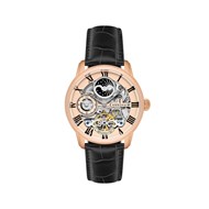 Montre homme - Bracelet cuir véritable noir - Mouvement automatique