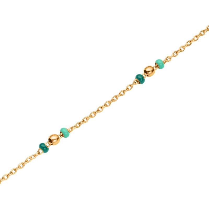 Bracelet Rosefield 'Emerald Dotted Bracelet Gold' Acier doré  - JBEDG-J720 - vue 3