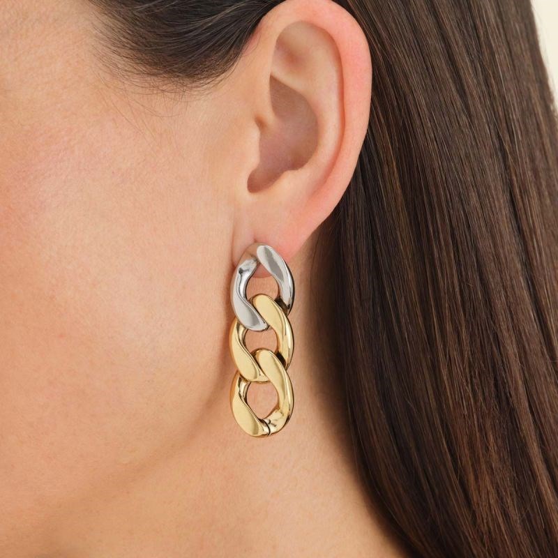 Boucles d'oreilles Rosefield 'Duotone Chain Earrings Gold' Acier doré  - JEDCG-J713 - vue 2