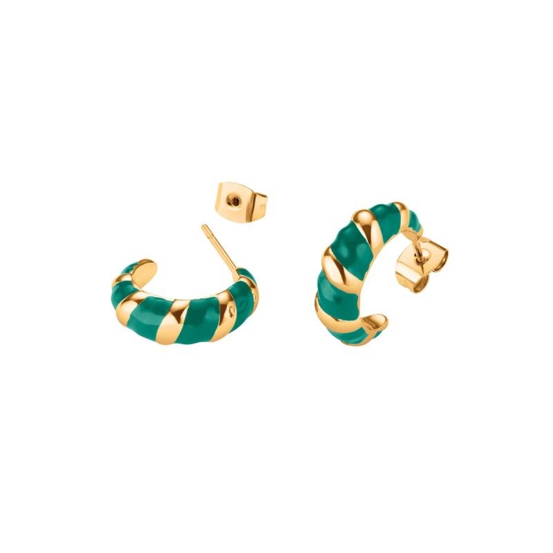 Boucles d'oreilles Rosefield 'Emerald Croissant Hoops Gold' Acier doré  - JEECG-J717 - vue 4