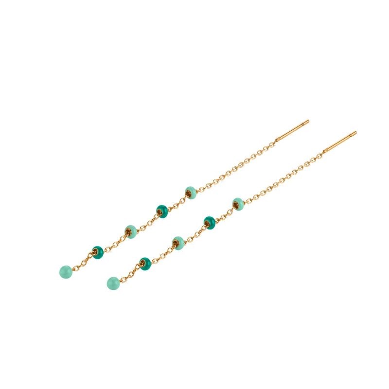 Boucles d'oreilles Rosefield 'Emerald Dotted Theader Earrings Gold' Acier doré  - JEETG-J722