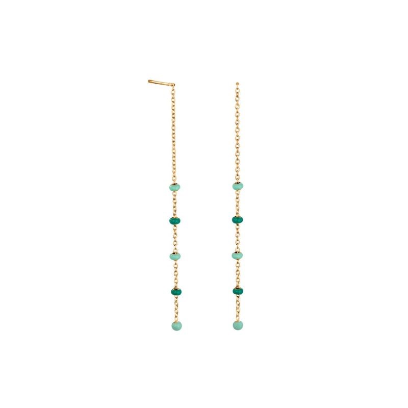 Boucles d'oreilles Rosefield 'Emerald Dotted Theader Earrings Gold' Acier doré  - JEETG-J722 - vue 3