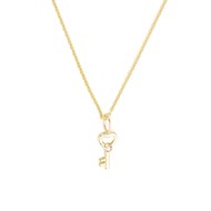 Collier Or Jaune 375/1000  'Clef du Cadenas Coeur'  Zirconium