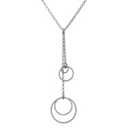 Collier Argent Rhodié Doubles Chaînes Cercles Diamantés