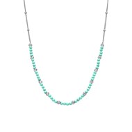 Collier Argent Rhodié Perles Rhodié Et Pierres Amazonite