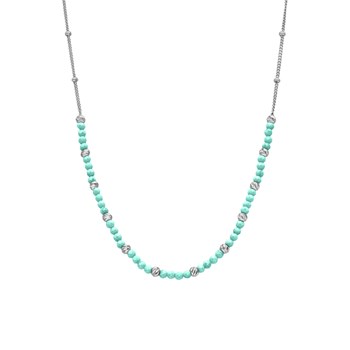 Rhodium Silver Necklace Rhodium Beads And Amazonite Stones