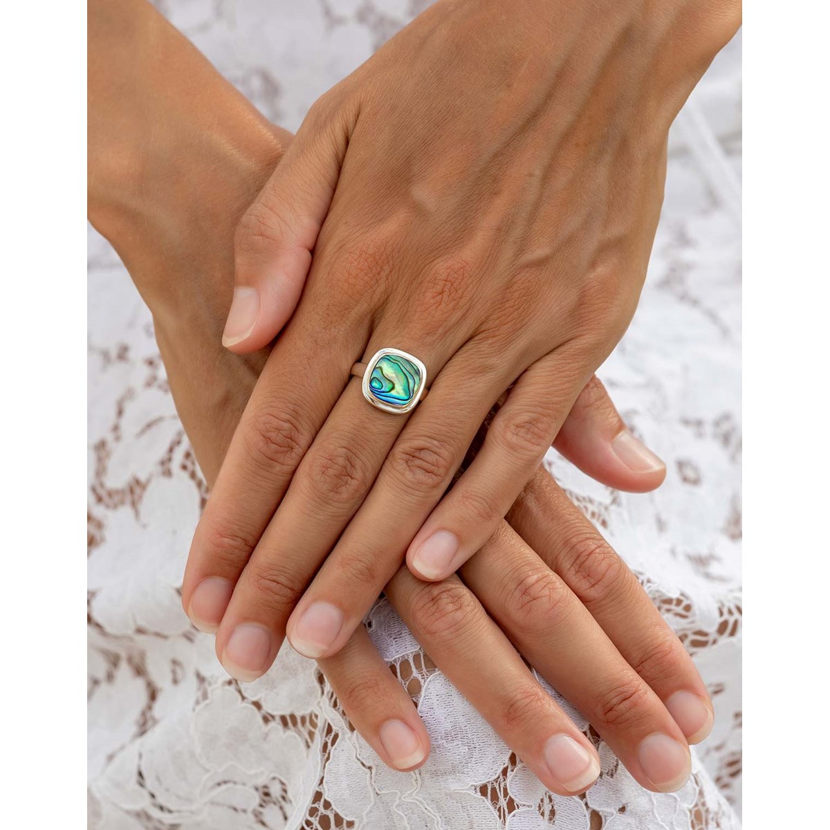 Bague Aria en Argent 925 et Nacre Abalone | Bijou Artisanal Chatoyant | ADEN Boutique - vue 2