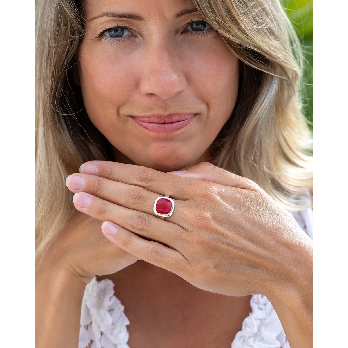 Bague Aria Argent 925 et Corail Naturel | Bijou Artisanal Élégant | ADEN - vue 3