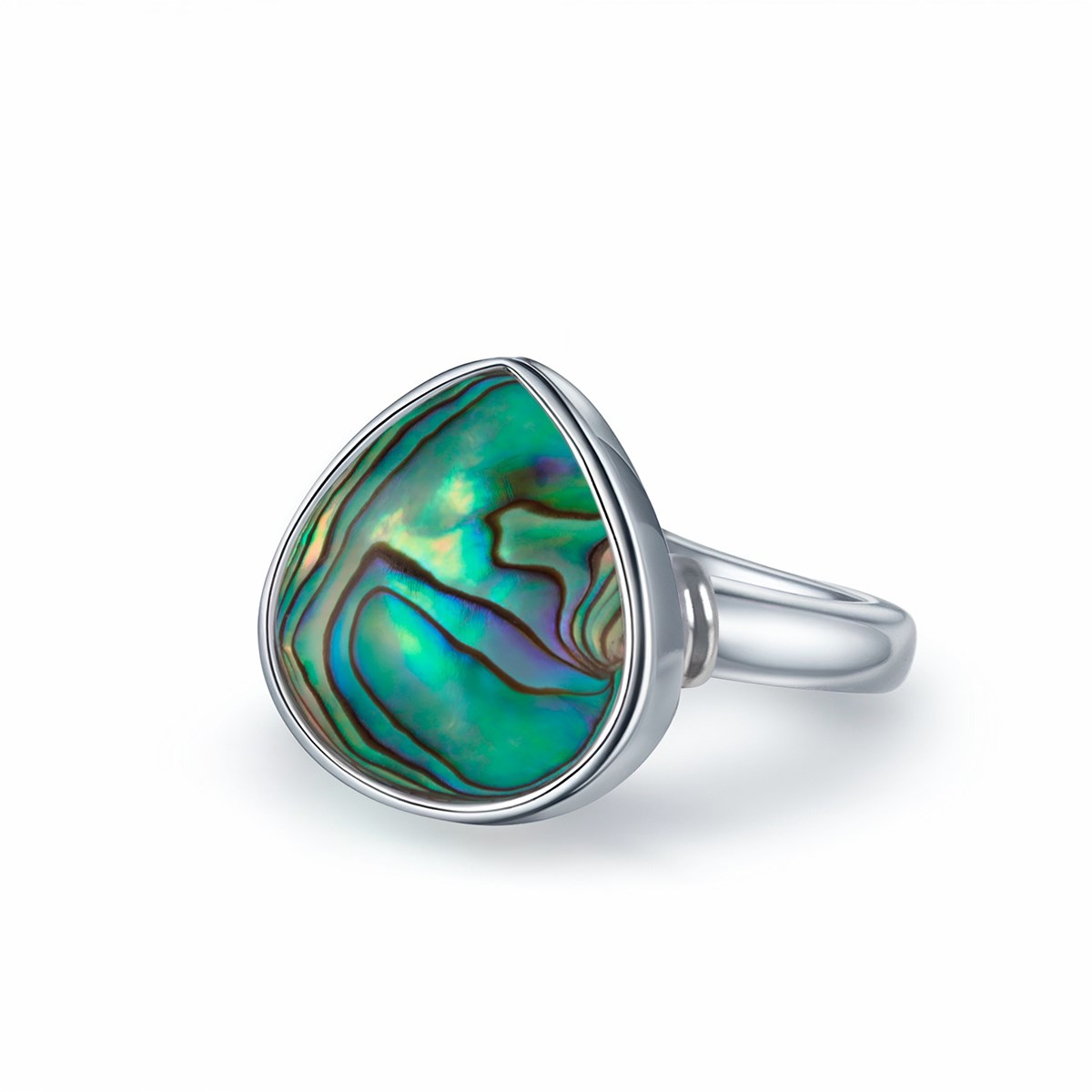 Bague Selena Argent 925 et Nacre Abalone | Bijou Artisanal Forme Goutte | ADEN