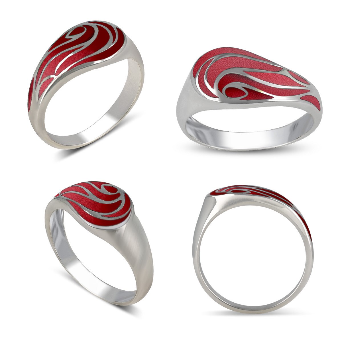 Bague Naia Argent 925 et Corail | Design Vague Océane | Bijou Artisanal ADEN - vue 2