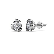 Boucles d'oreilles Rose Crystal - Argenté et Cristal