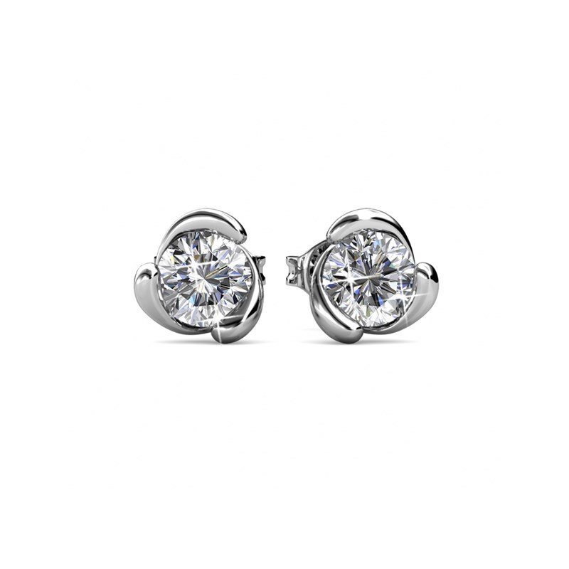 Boucles d'oreilles Rose Crystal - Argenté et Cristal - vue 2