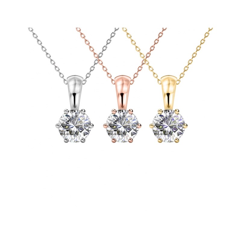 Lot de 3 Pendentifs Birth Stone - Argenté, Doré, Or Rosé et Cristal