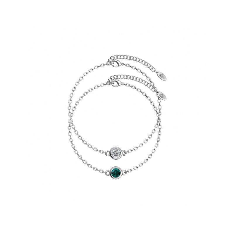 Bracelets Birth Stone - Argenté, cristal et vert