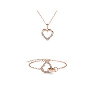 Parure Locked Heart Necklace - Or Rosé et Cristal