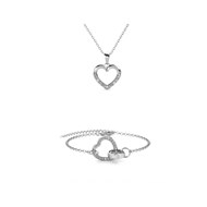 Parure Locked Heart Necklace - Argenté et Cristal