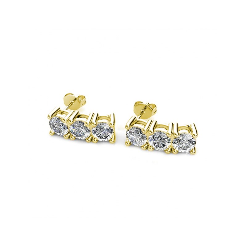 Boucles d'oreilles Tri - Doré et Cristal - vue 2