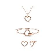 Parure Locked Heart Lovett two - Or Rosé et Cristal