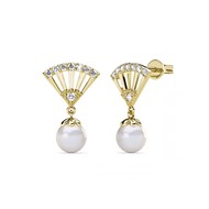 Boucles d'oreilles Ingride Pearl - Doré et Cristal