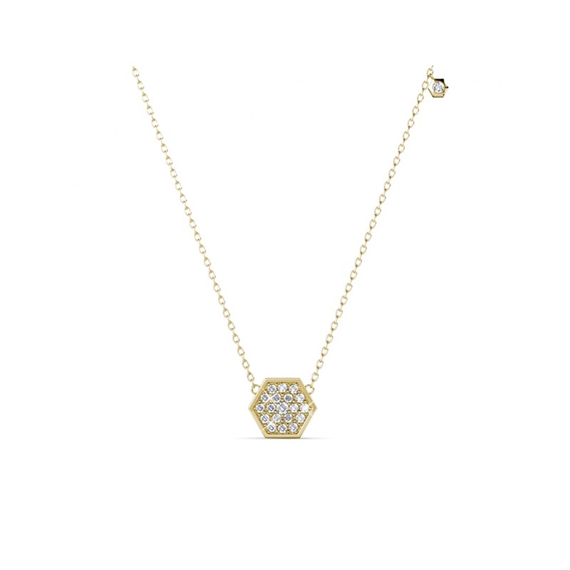 Pendentif Hexagon - Doré et Cristal