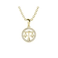 Pendentif Zodiaque Balance - Doré et Cristal