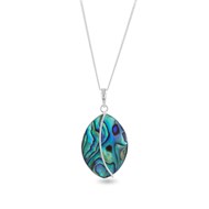 Pendentif Adara Argent 925 et Nacre Abalone | ADEN Design Feuille | Bijou Irisé