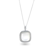 Pendentif Elena Argent 925 et Nacre Blanche | ADEN Design Carré | Bijou Moderne