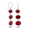 Boucles d'Oreilles Amara Argent 925 et Corail | ADEN Cascade de Cabochons | Bijou Élégant - vue V1