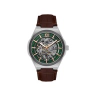 ARTHUR - Montre Homme - Boitier en métal argent - Bracelet en cuir marron - Analogique