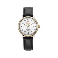 KILO - Boitier doré - Bracelet cuir noir - Montre homme