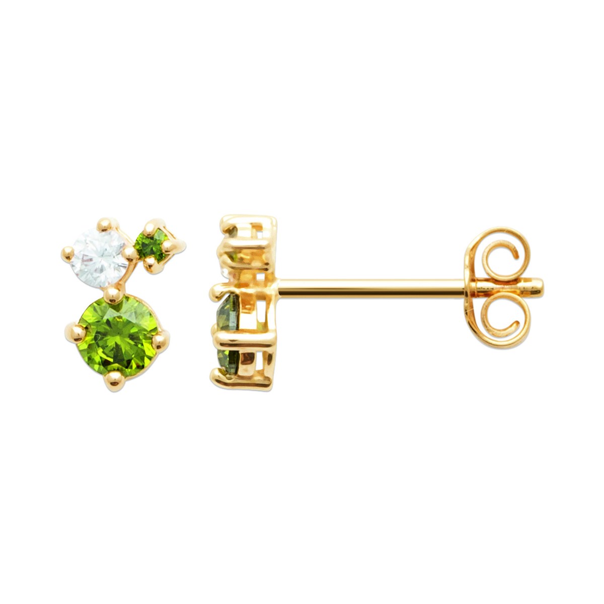 Boucles d'oreilles Brillaxis plaqué or vert OZ - vue 3