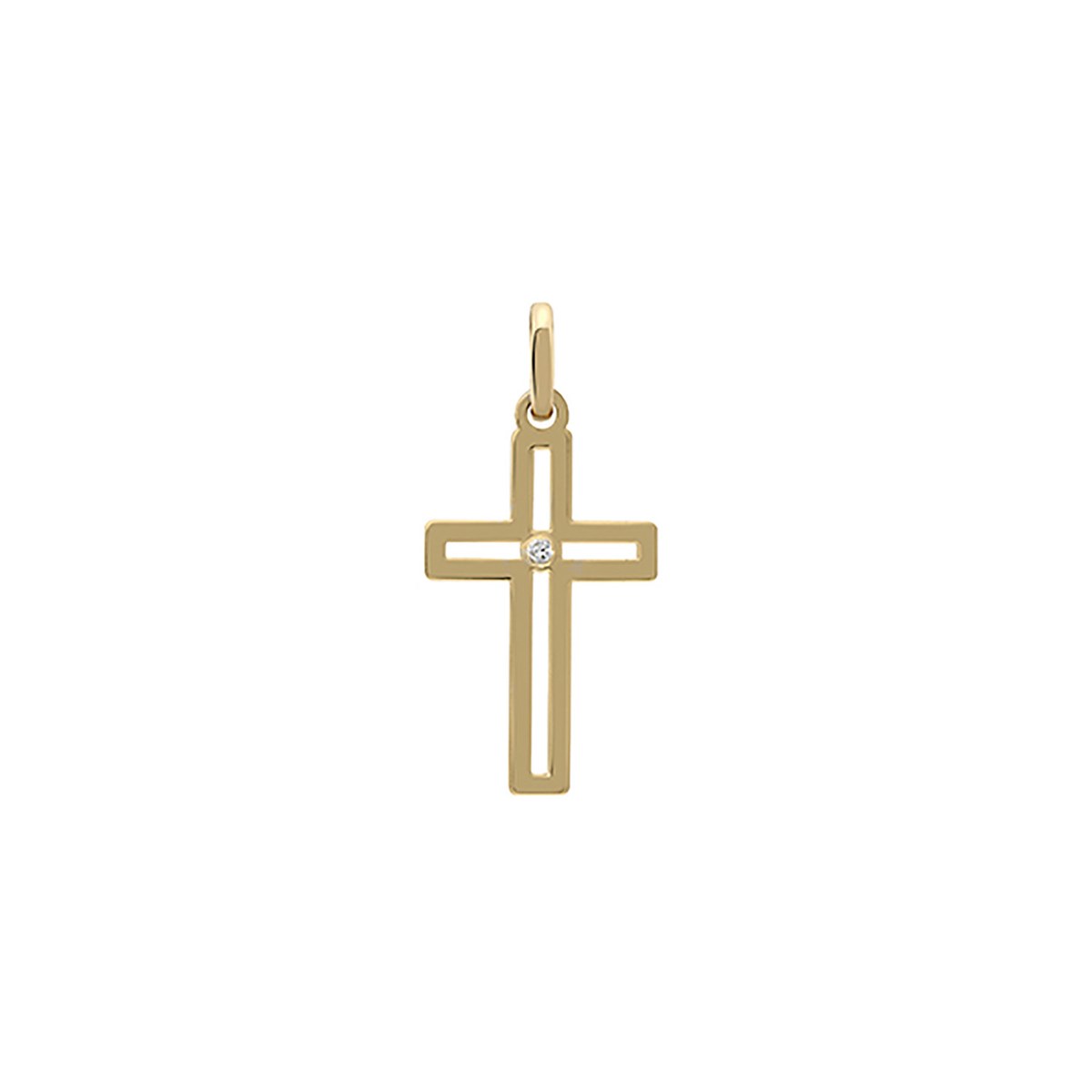 Pendentif Croix et diamant Brillaxis
or jaune 18k