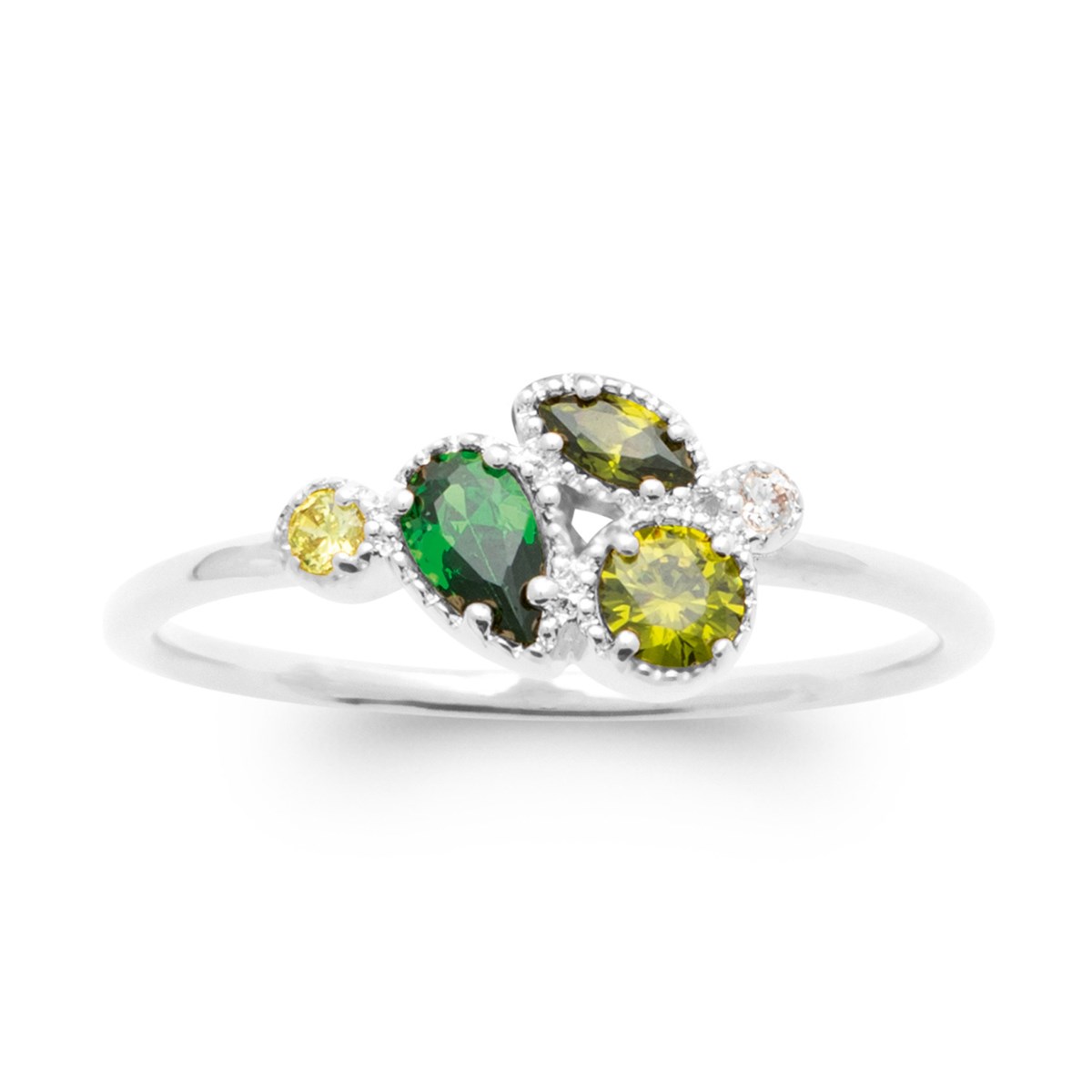 Bague Brillaxis en argent rhodié et oxydes colorés