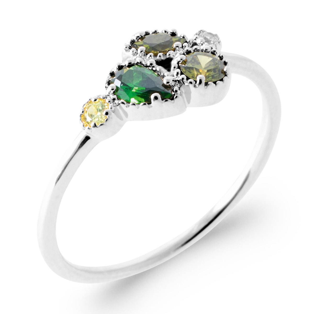 Bague Brillaxis en argent rhodié et oxydes colorés - vue 3