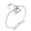 Bague Brillaxis Rectangulaire_x000D_
Argent rhodié design Floral et Oxydes de zirconium - vue V3