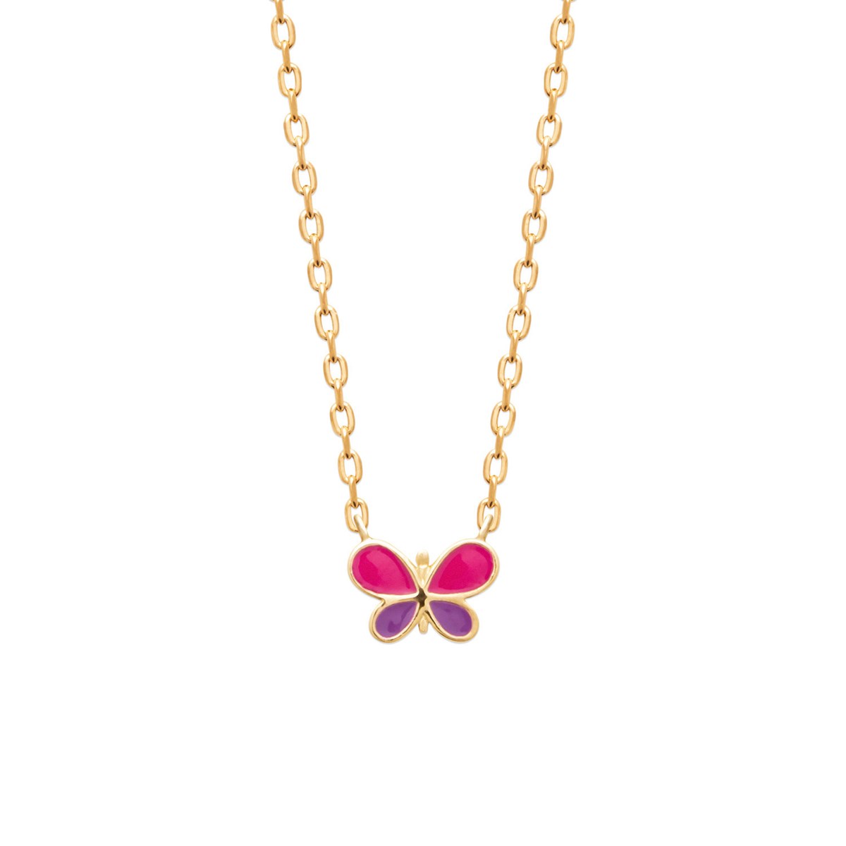 Collier enfant Brillaxis papillon en plaqué or