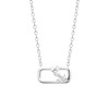 Collier Brillaxis rectangulaire argent rhodié_x000D_
design floral et oxydes de zirconium - vue V1