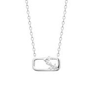 Collier Brillaxis rectangulaire argent rhodié_x000D_
design floral et oxydes de zirconium