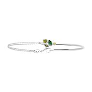 Bracelet Brillaxis demi-jonc chainette_x000D_
argent rhodié et oxydes colorés