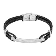 Bracelet homme  Lotus Style Men In Black_x000D_
cuir/plaque acier