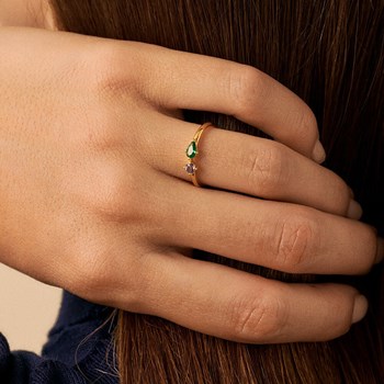 Bague fine Agatha Astre goutte et rond