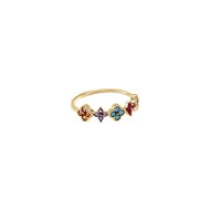 Bague fine Agatha Beloved doré rangée fleurs
multicolore