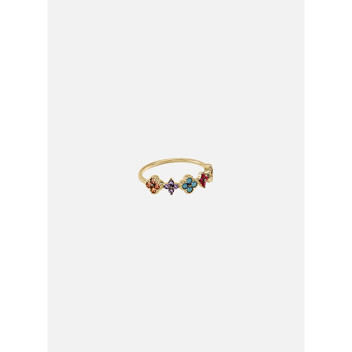 Bague fine Agatha Beloved doré rangée fleurs_x000D_
multicolore - vue 3