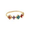 Bague fine Agatha Beloved doré rangée fleurs_x000D_
multicolore - vue V4