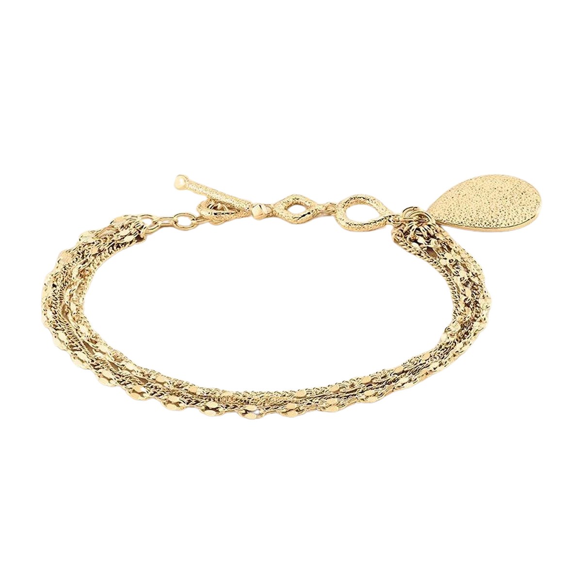 Bracelet souple Agatha Nebet doré multi rang