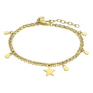 Bracelet Lotus Style double rang acier doré
pampilles
