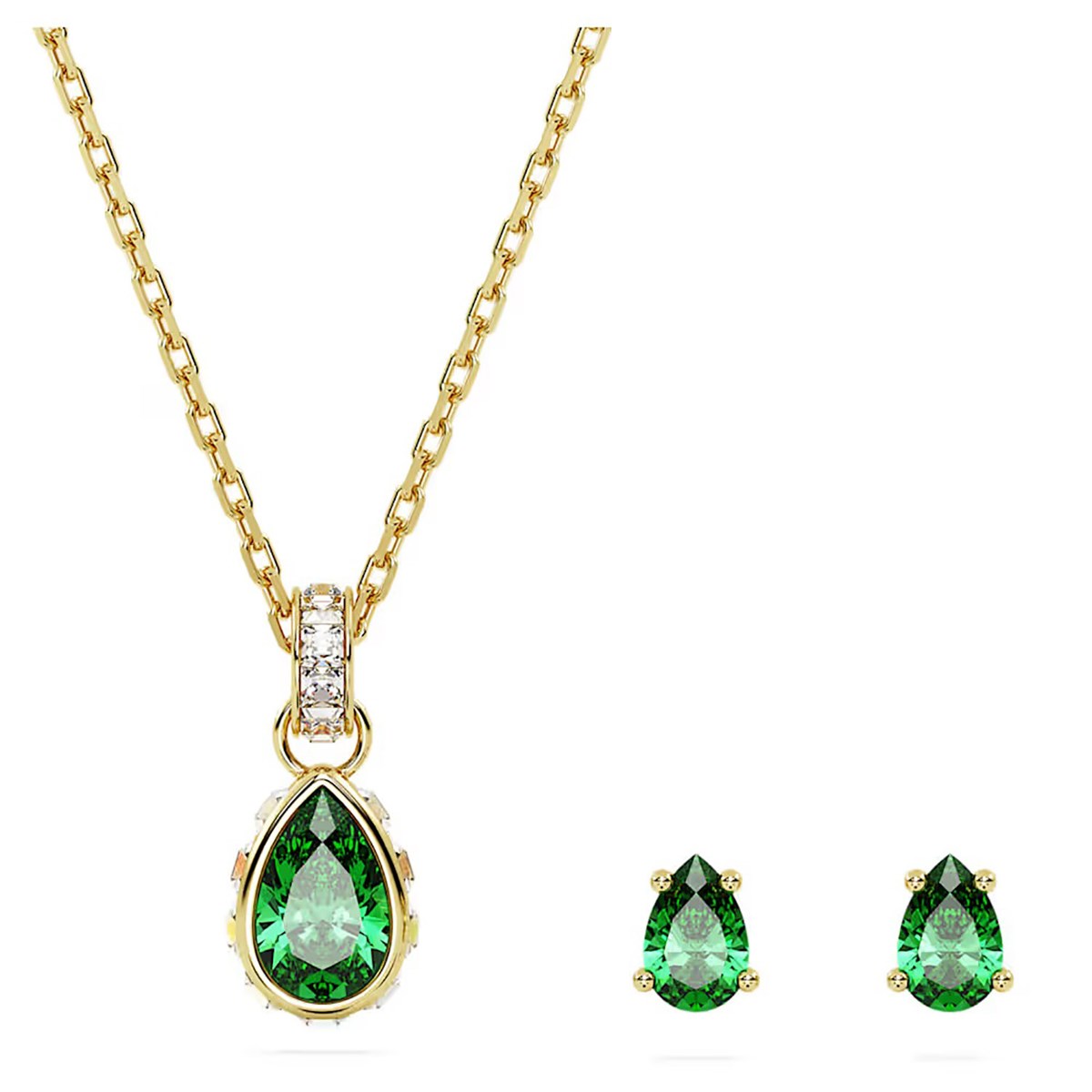 Parure Swarovski Chroma doré vert