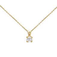 Collier solitaire diamant or jaune 18 carats 0.15 ct