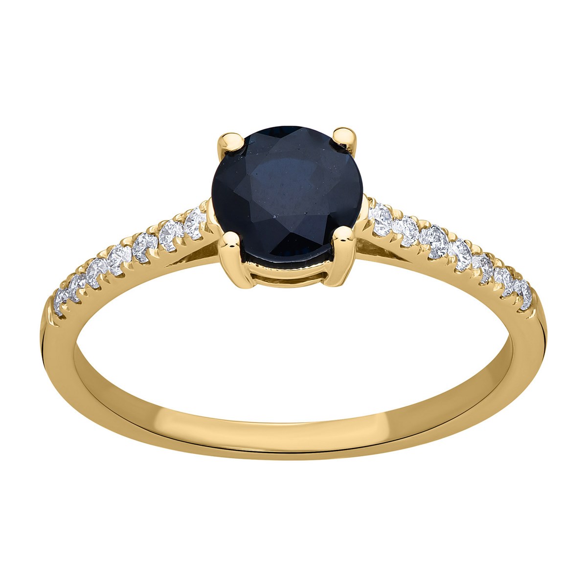 Solitaire accompagné or 18K saphir diamants