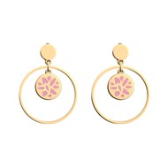 boucles d'oreilles pendantes Les Cadettes Lotus
laquées rose